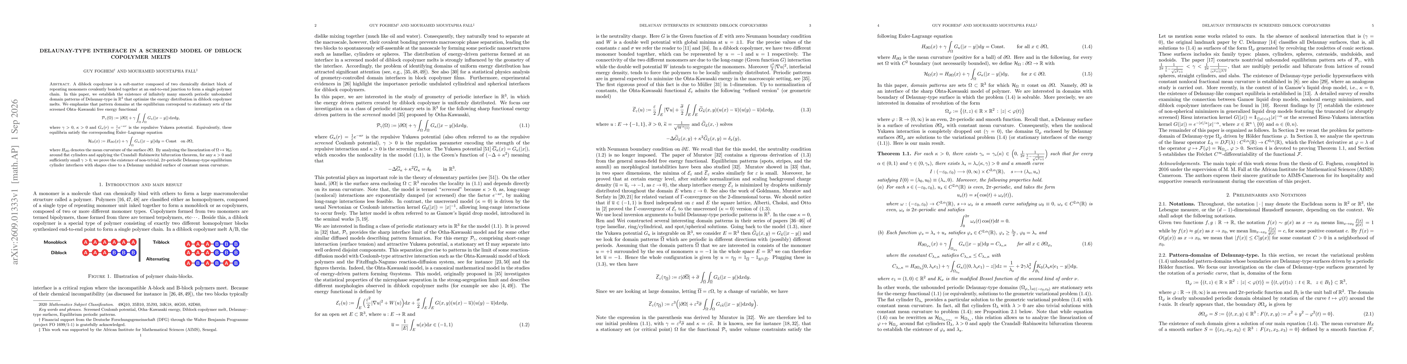 Thumbnail for Delaunay-type interface in a screened model of diblock copolymer melts