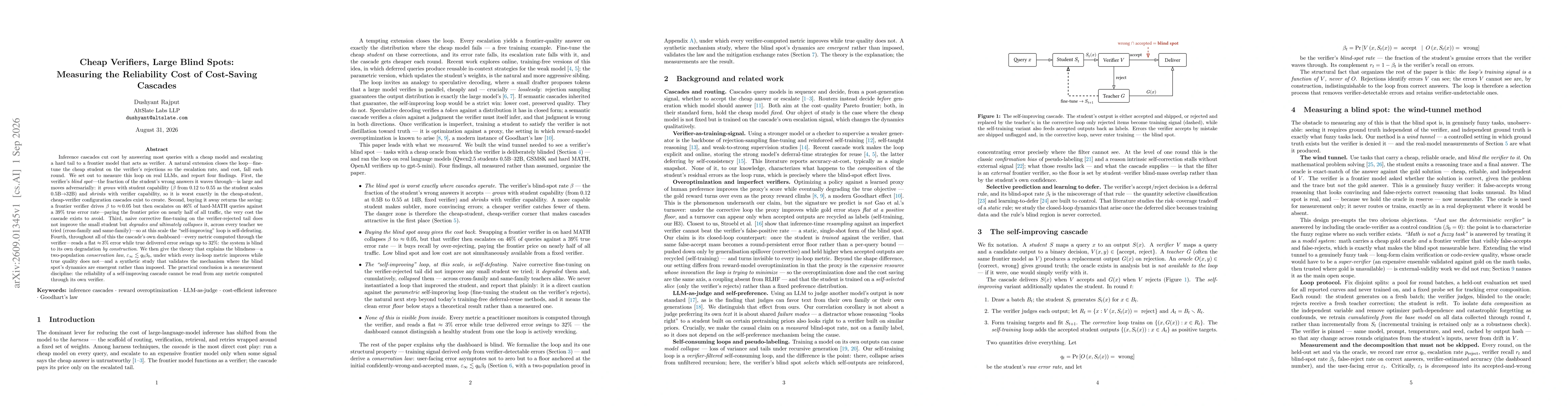 Thumbnail for Cheap Verifiers, Large Blind Spots: Measuring the Reliability Cost of Cost-Saving Cascades