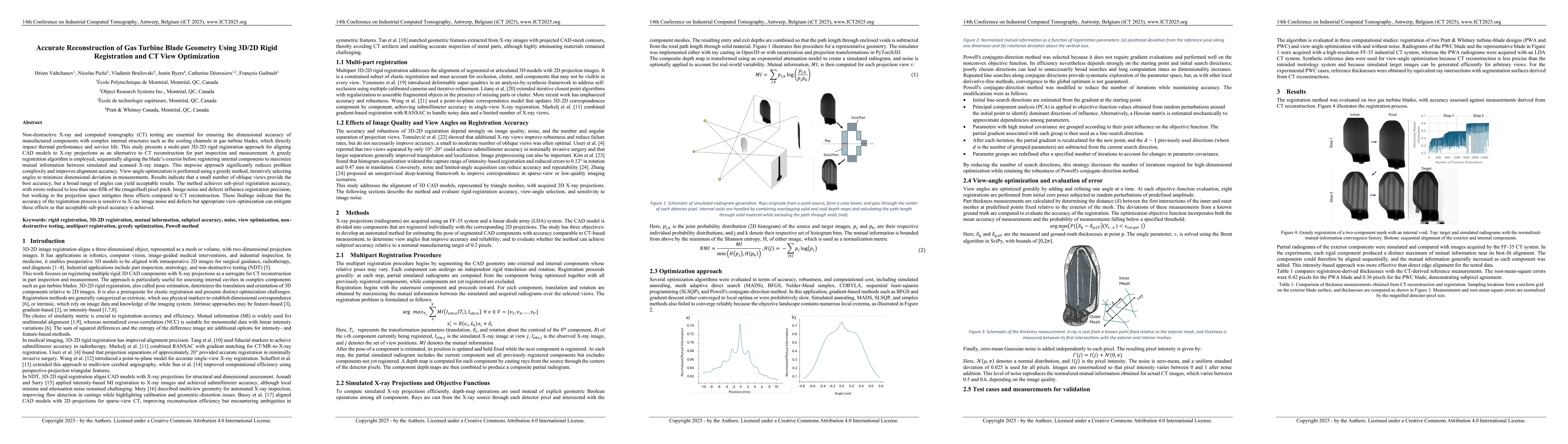 Thumbnail for Accurate Reconstruction of Gas Turbine Blade Geometry Using 3D/2D Rigid Registration and CT View Optimization