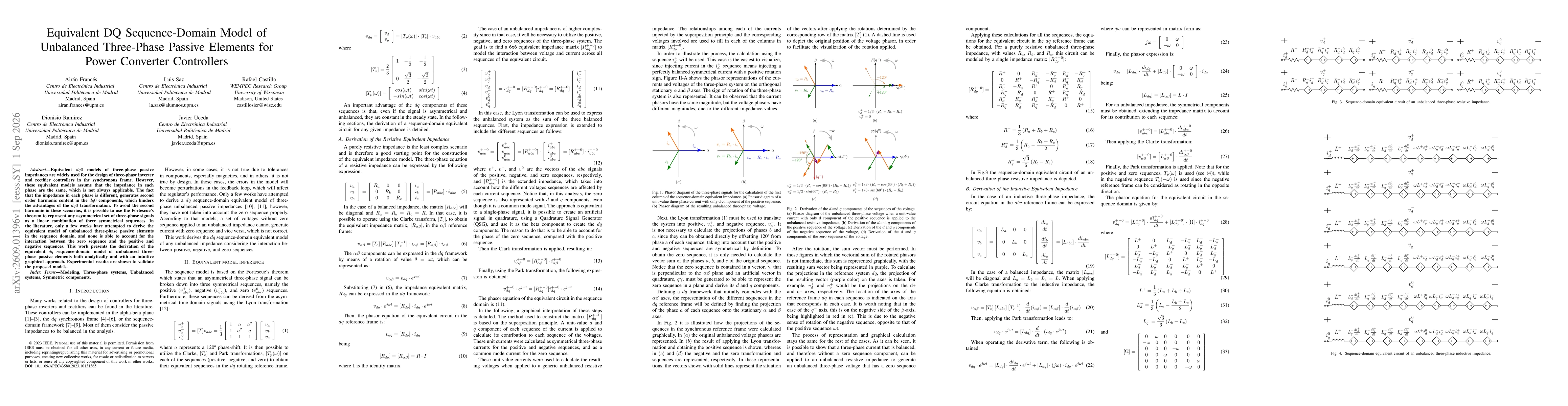 Thumbnail for Equivalent DQ Sequence-Domain Model of Unbalanced Three-Phase Passive Elements for Power Converter Controllers