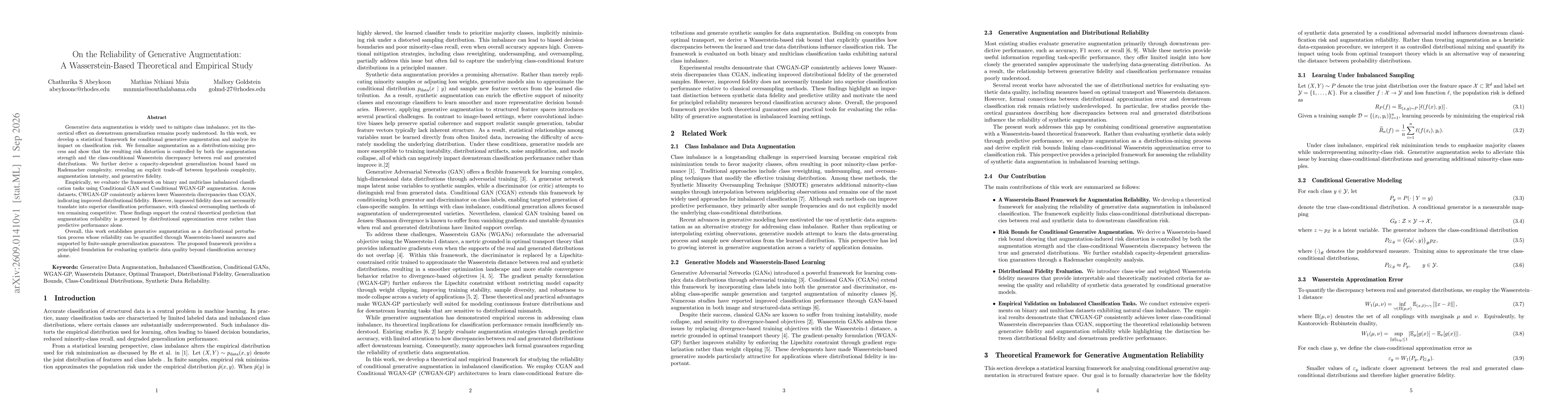 Thumbnail for On the Reliability of Generative Augmentation: A Wasserstein-Based Theoretical and Empirical Study