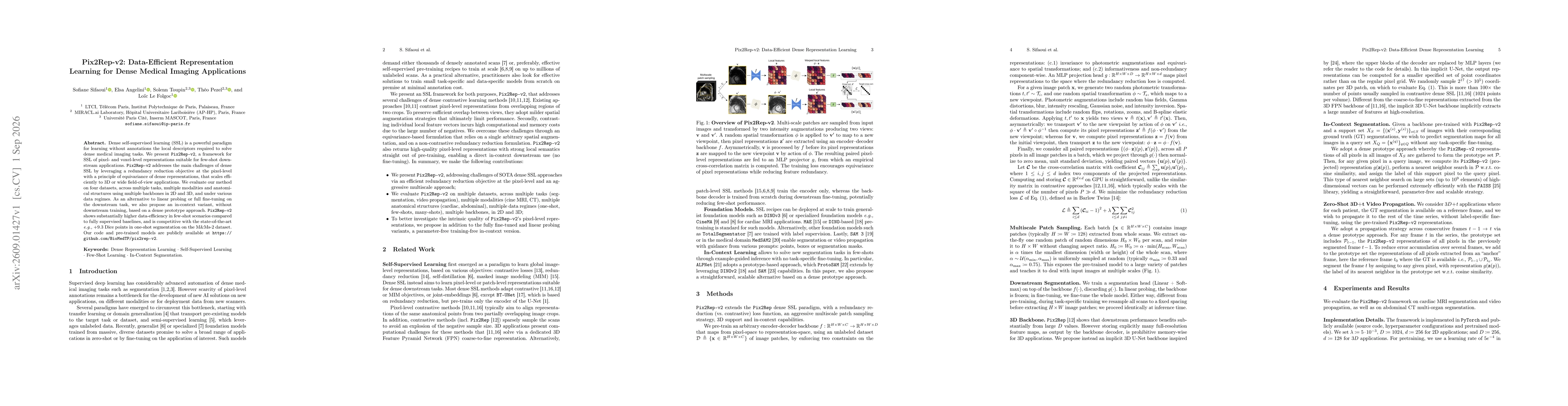 Thumbnail for Pix2Rep-v2: Data-Efficient Representation Learning for Dense Medical Imaging Applications