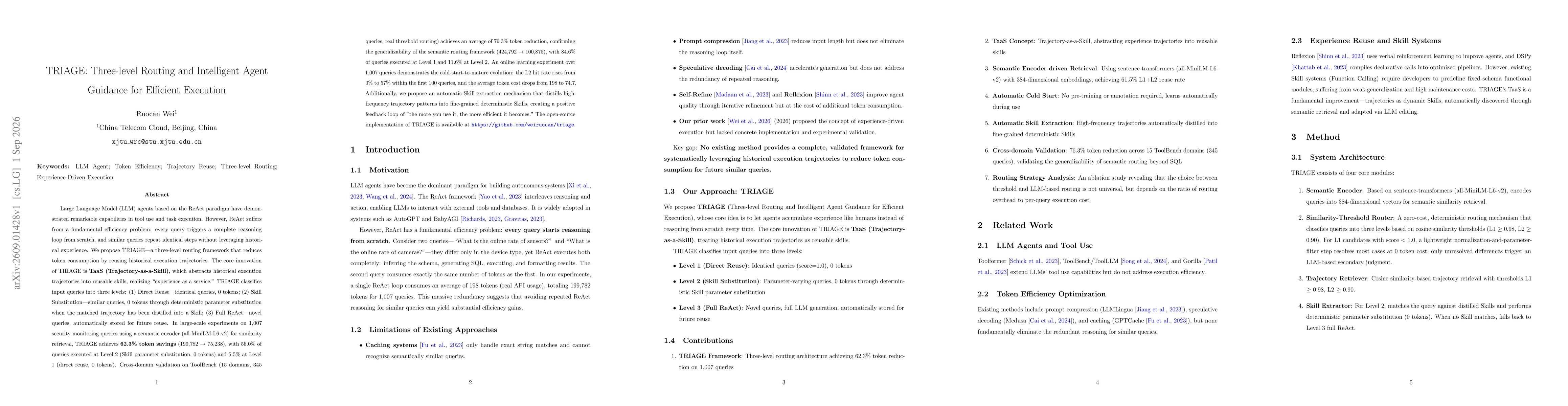 Thumbnail for TRIAGE: Three-level Routing and Intelligent Agent Guidance for Efficient Execution