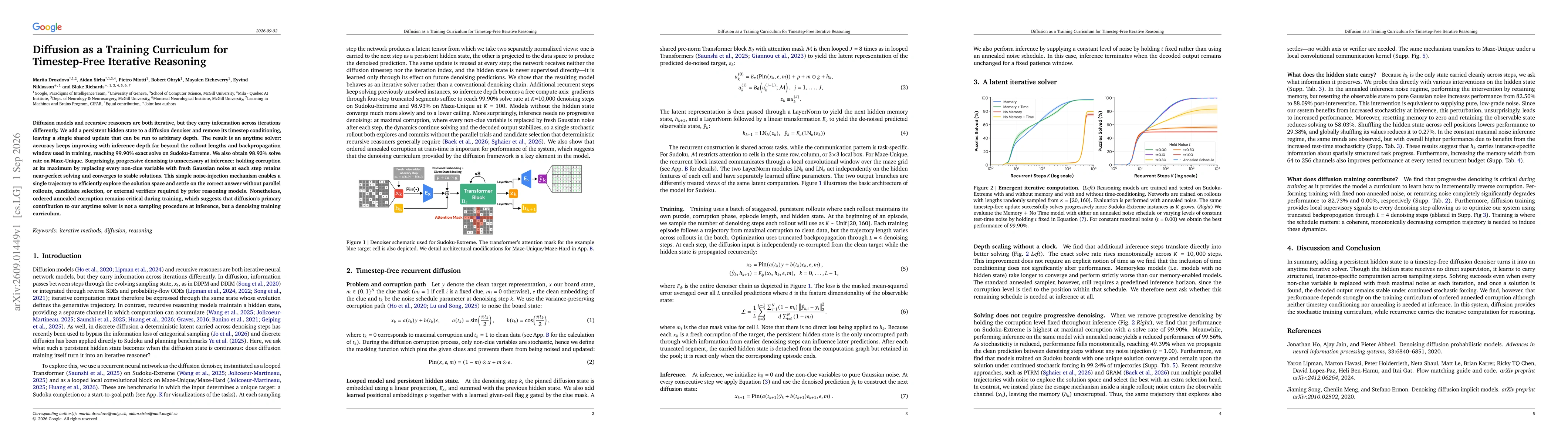 Thumbnail for Diffusion as a Training Curriculum for Timestep-Free Iterative Reasoning