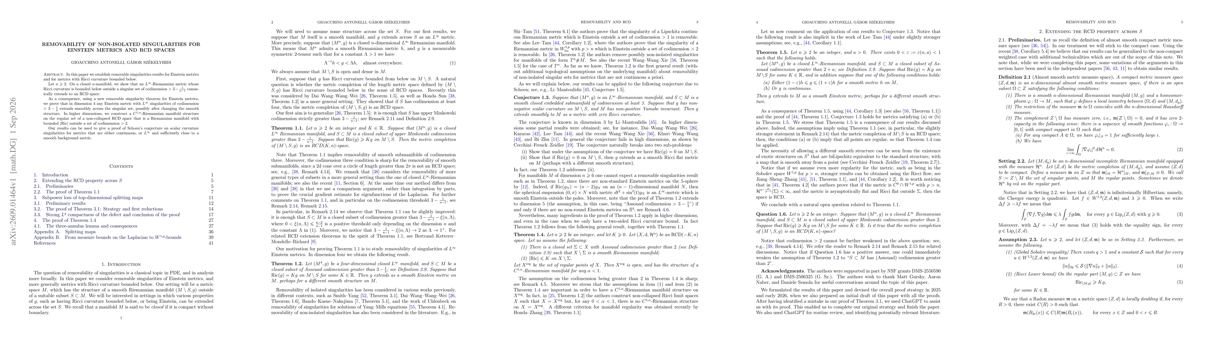 Thumbnail for Removability of non-isolated singularities for Einstein metrics and RCD spaces