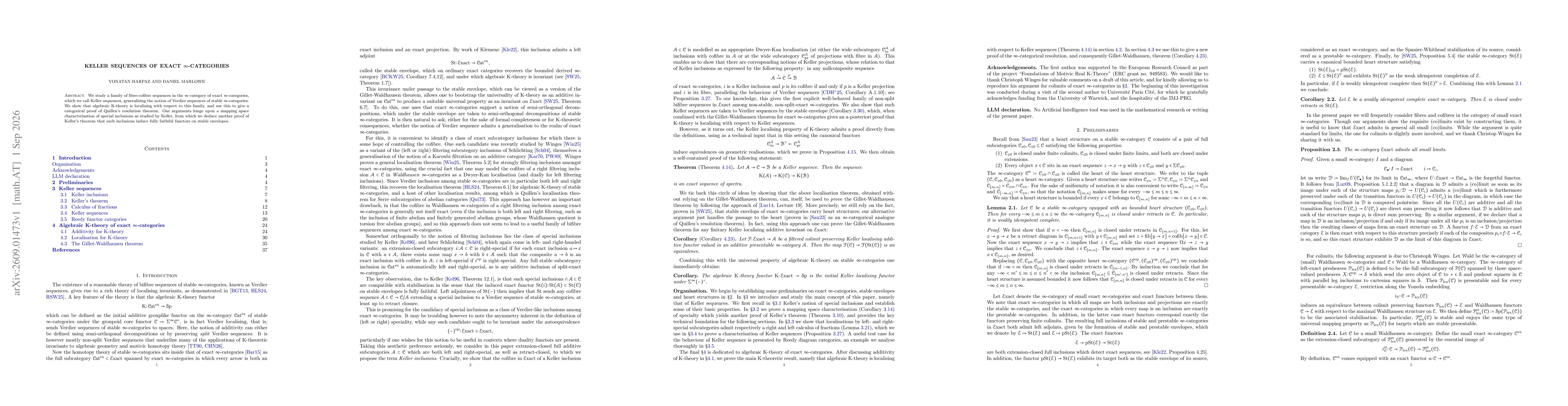 Thumbnail for Keller sequences of exact $\infty$-categories