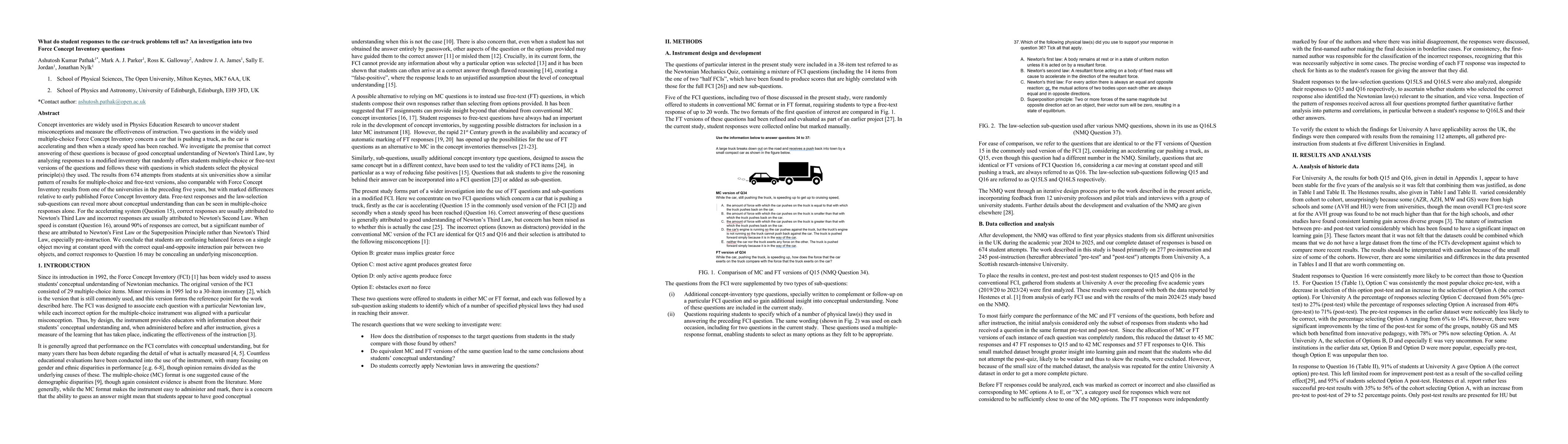 Thumbnail for What do student responses to the car-truck problems tell us? An investigation into two Force Concept Inventory questions