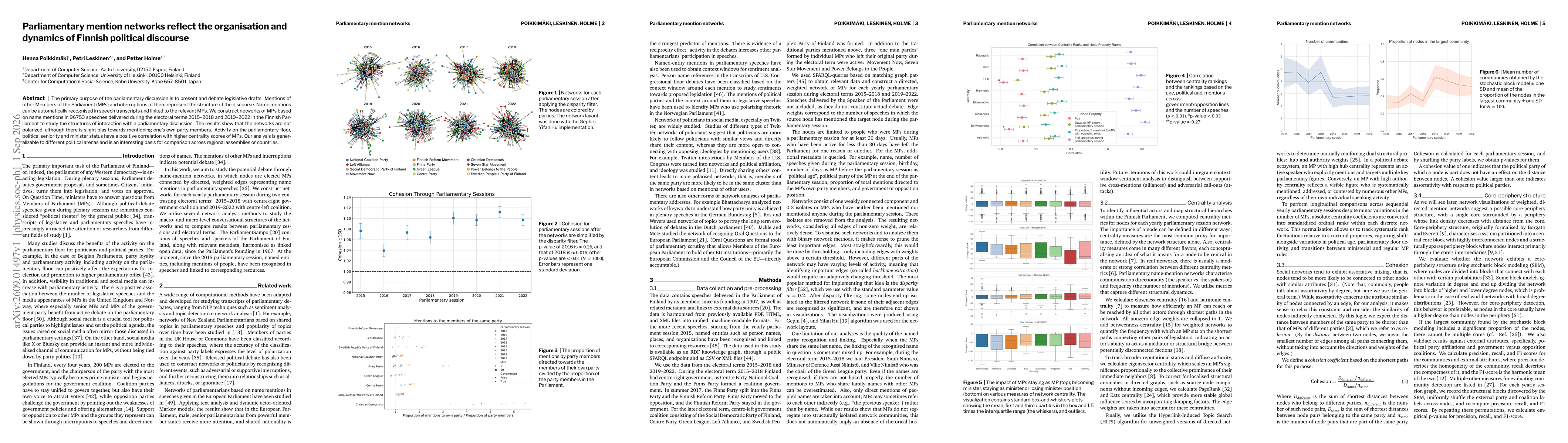 Thumbnail for Parliamentary mention networks reflect the organisation and dynamics of Finnish political discourse