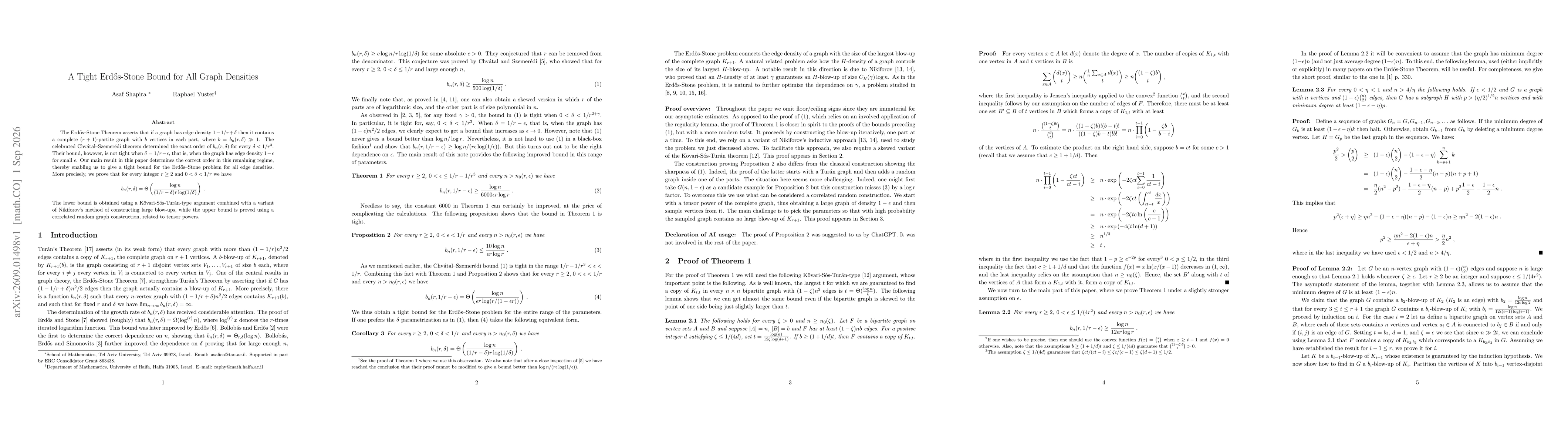 Thumbnail for A Tight Erdős-Stone Bound for All Graph Densities