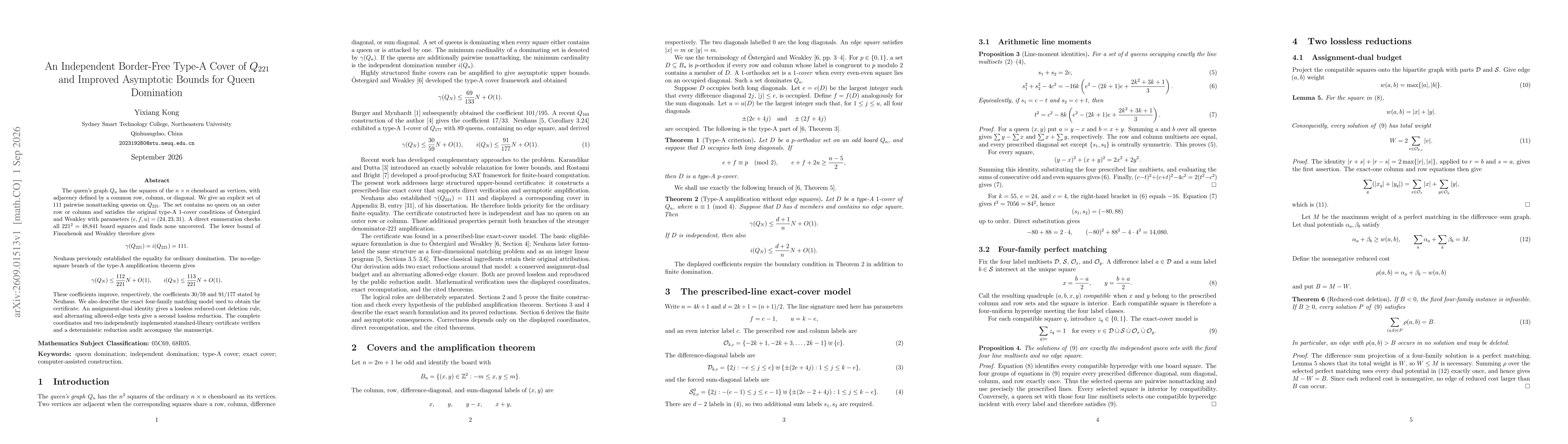Thumbnail for An Independent Border-Free Type-A Cover of Q221 and Improved Asymptotic Bounds for Queen Domination