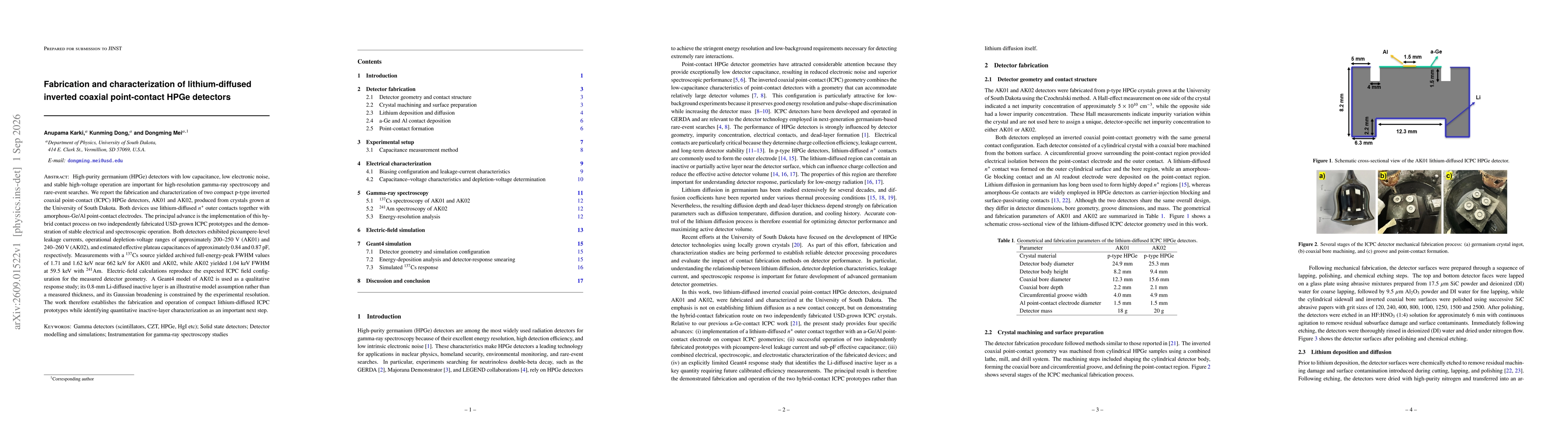 Thumbnail for Fabrication and characterization of lithium-diffused inverted coaxial point-contact HPGe detectors