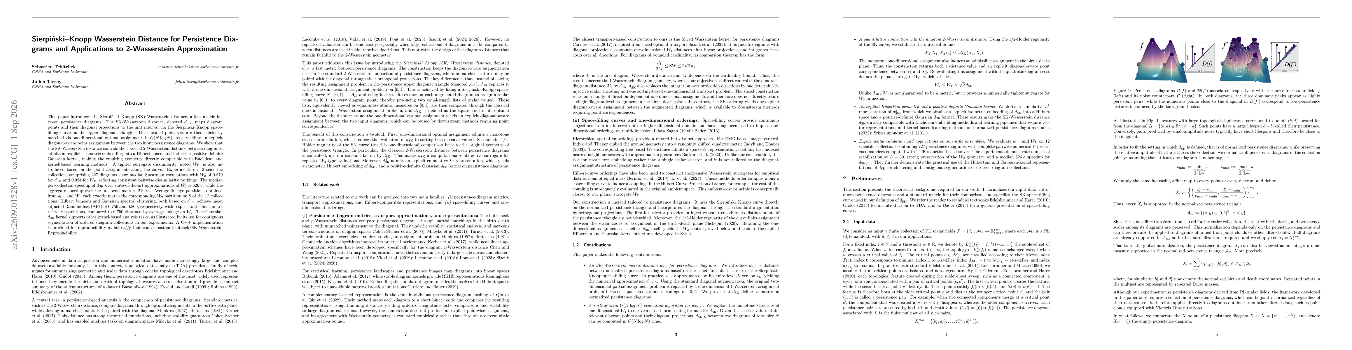 Thumbnail for Sierpiński--Knopp Wasserstein Distance for Persistence Diagrams and Applications to 2-Wasserstein Approximation
