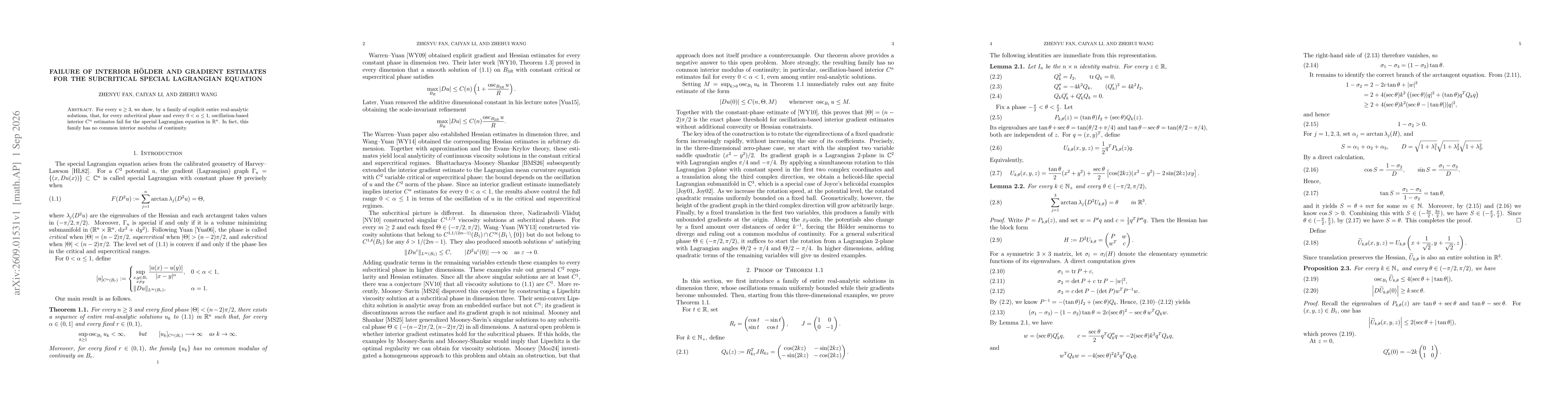 Thumbnail for Failure of Interior Hölder and Gradient Estimates for the Subcritical Special Lagrangian Equation