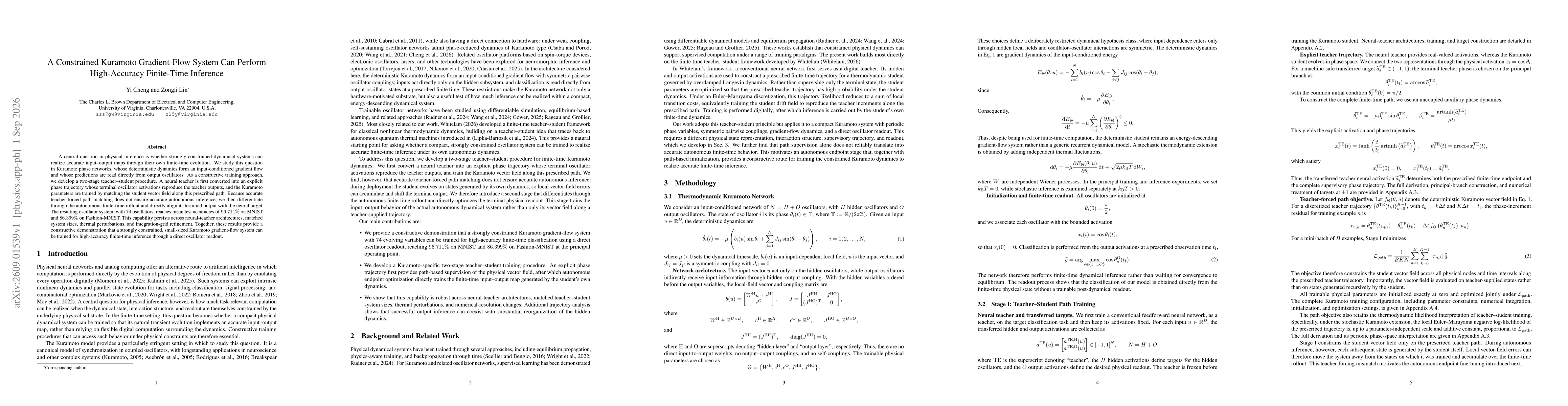 Thumbnail for A Constrained Kuramoto Gradient-Flow System Can Perform High-Accuracy Finite-Time Inference