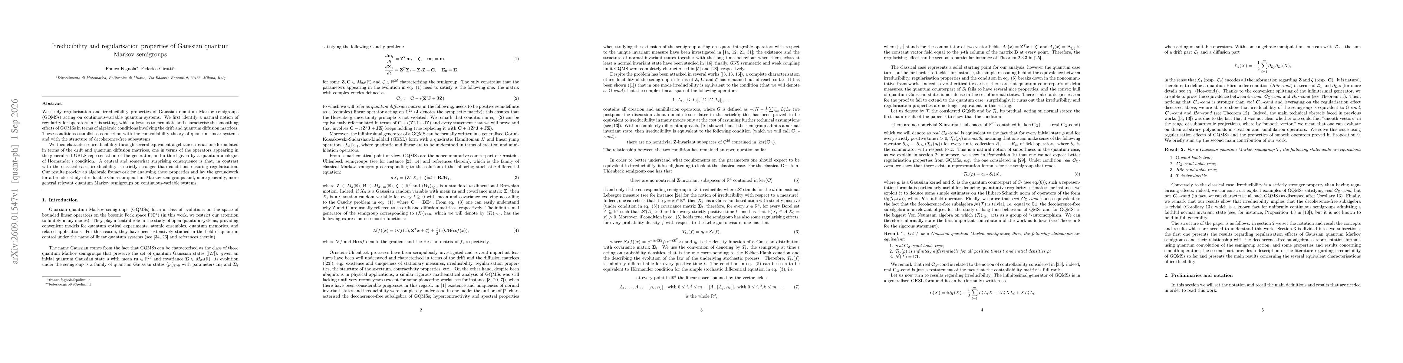 Thumbnail for Irreducibility and regularisation properties of Gaussian quantum Markov semigroups