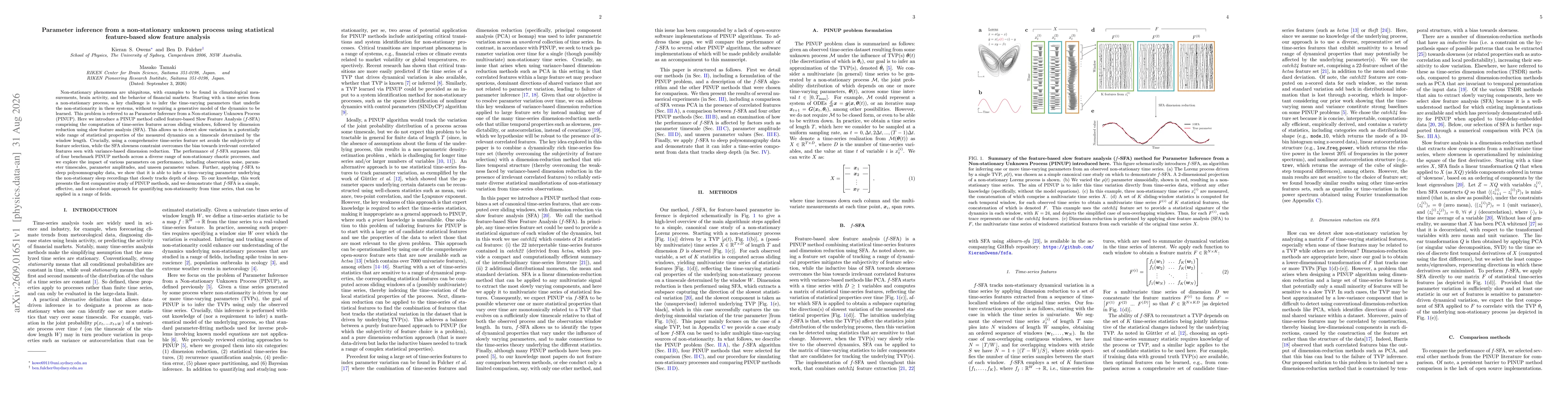 Thumbnail for Parameter inference from a non-stationary unknown process using statistical feature-based slow feature analysis