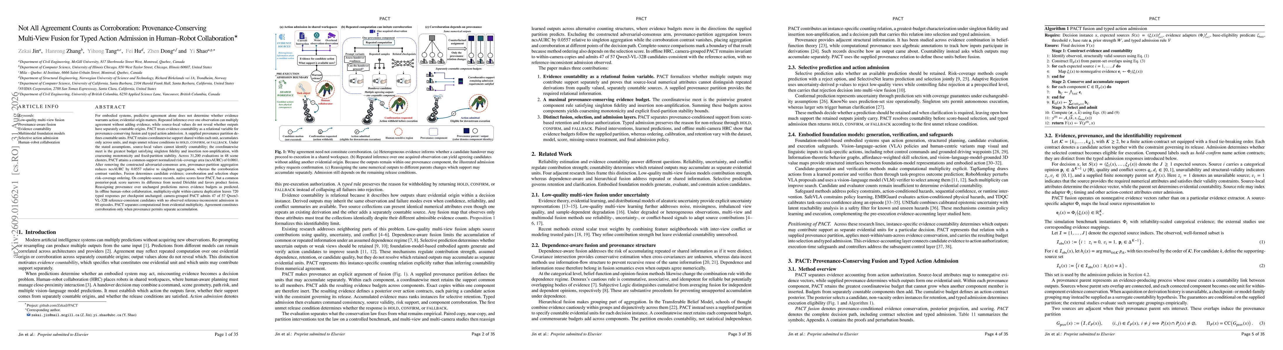 Thumbnail for Not All Agreement Counts as Corroboration: Provenance-Conserving Multi-View Fusion for Typed Action Admission in Human-Robot Collaboration