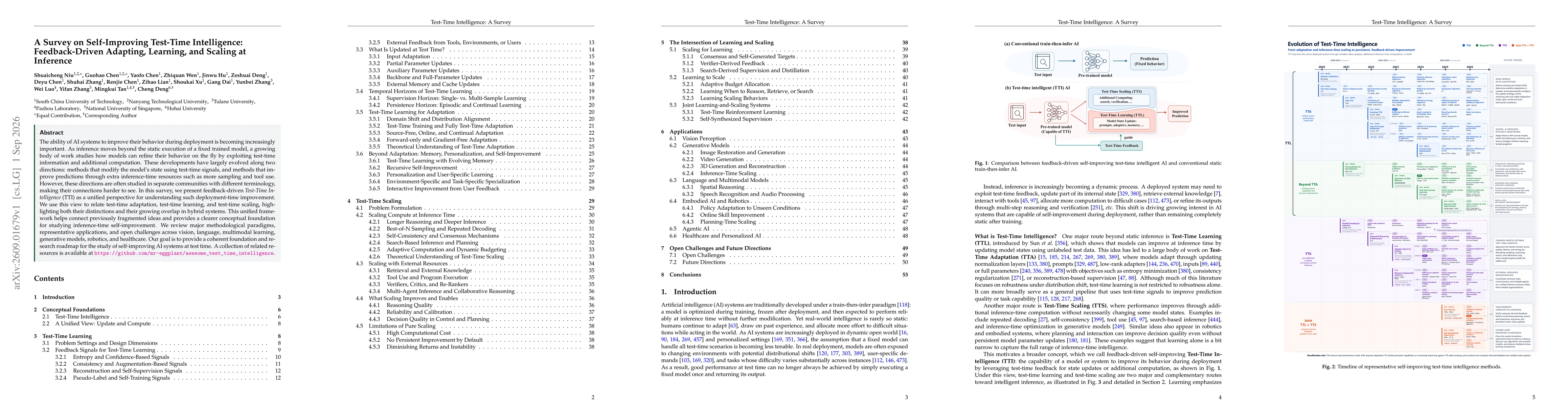 Thumbnail for A Survey on Self-Improving Test-Time Intelligence: Feedback-Driven Adapting, Learning, and Scaling at Inference