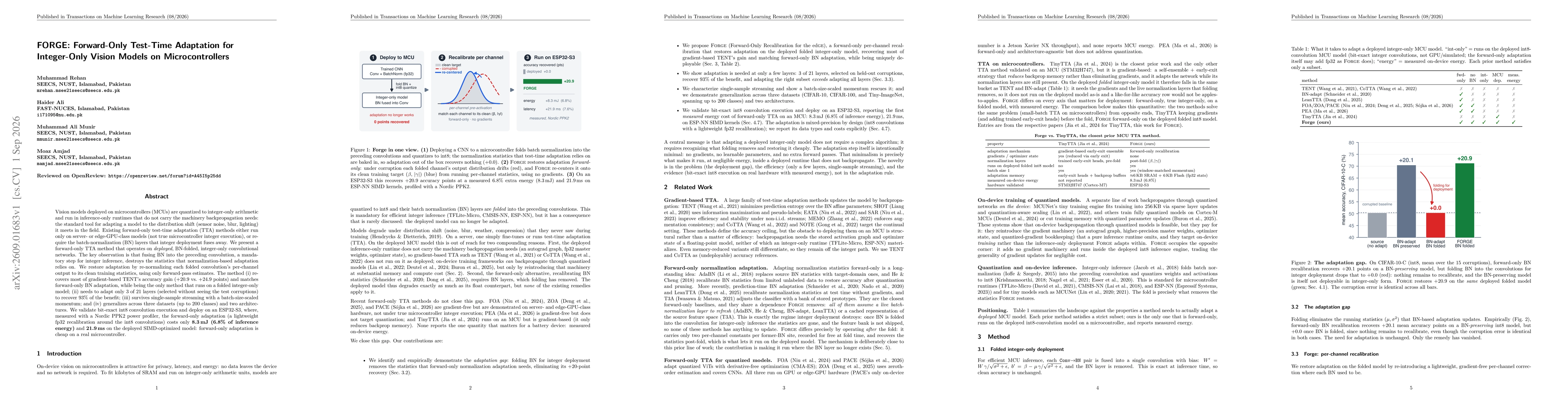 Thumbnail for FORGE: Forward-Only Test-Time Adaptation for Integer-Only Vision Models on Microcontrollers