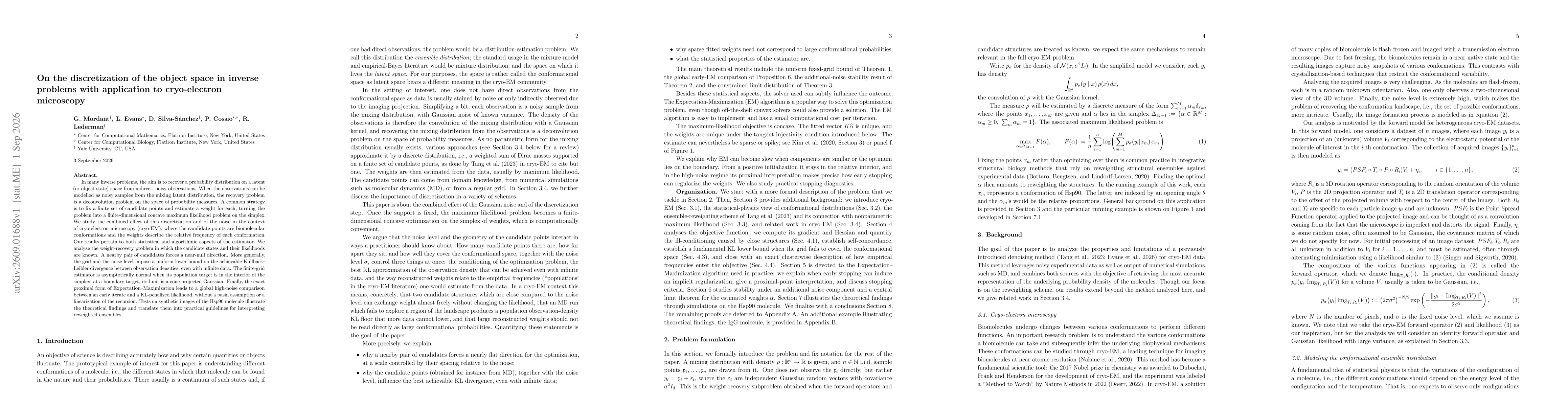 Thumbnail for On the discretization of the object space in inverse problems with application to cryo-electron microscopy