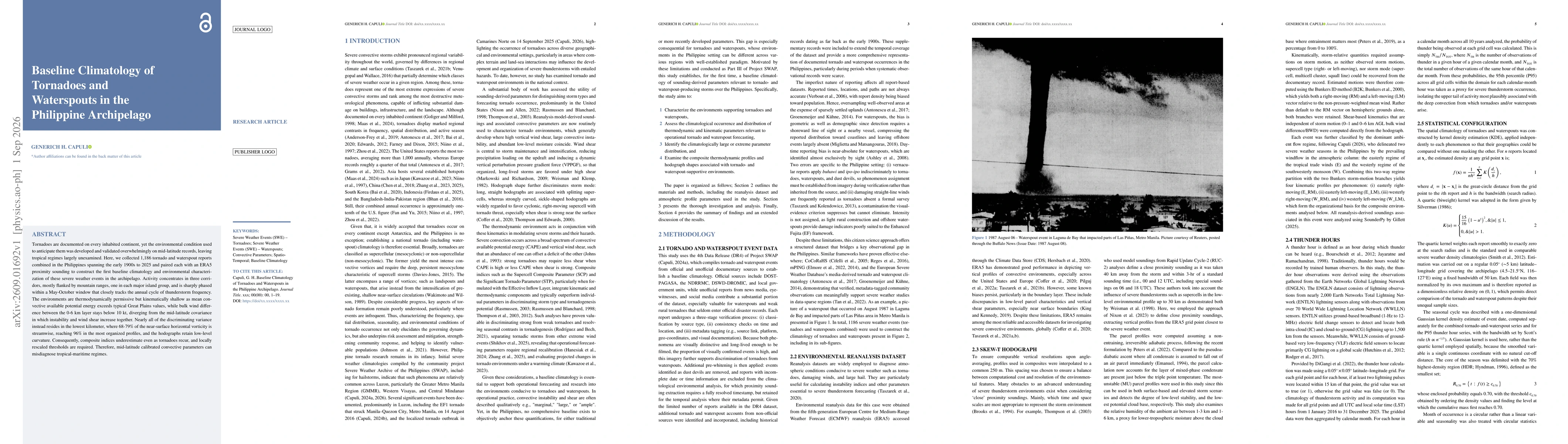 Thumbnail for Baseline Climatology of Tornadoes and Waterspouts in the Philippine Archipelago