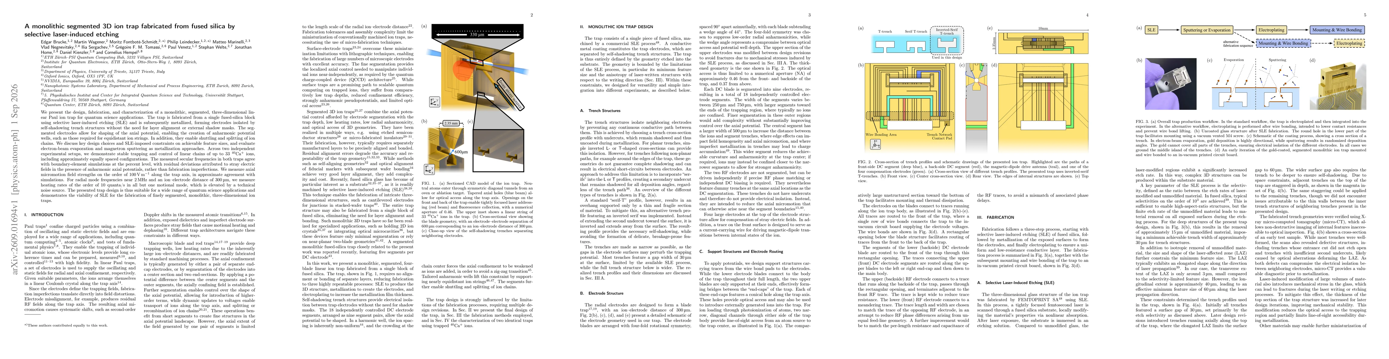 Thumbnail for A monolithic segmented 3D ion trap fabricated from fused silica by selective laser-induced etching
