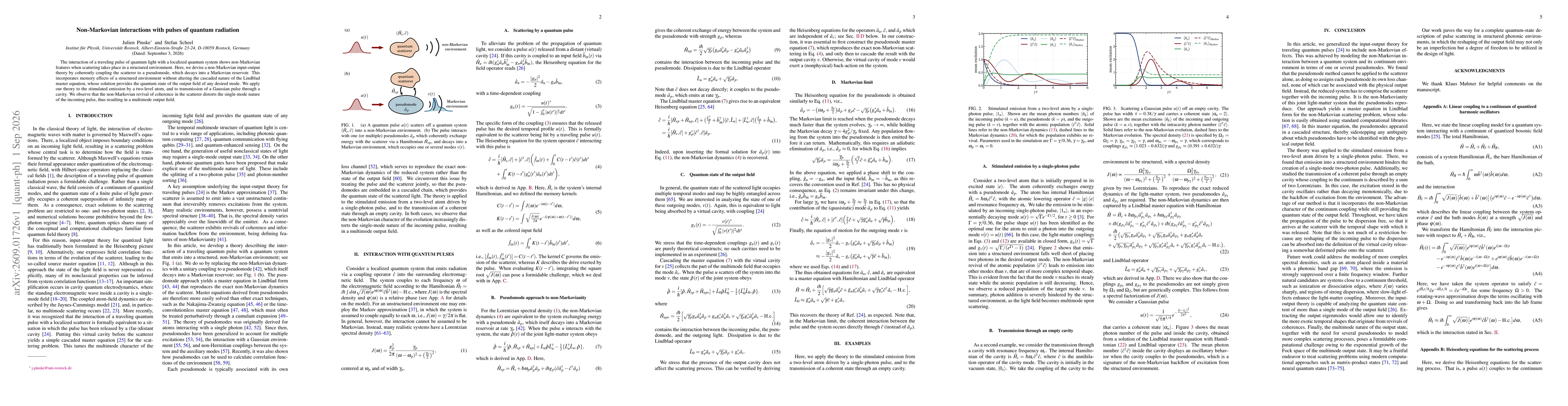 Thumbnail for Non-Markovian interactions with pulses of quantum radiation