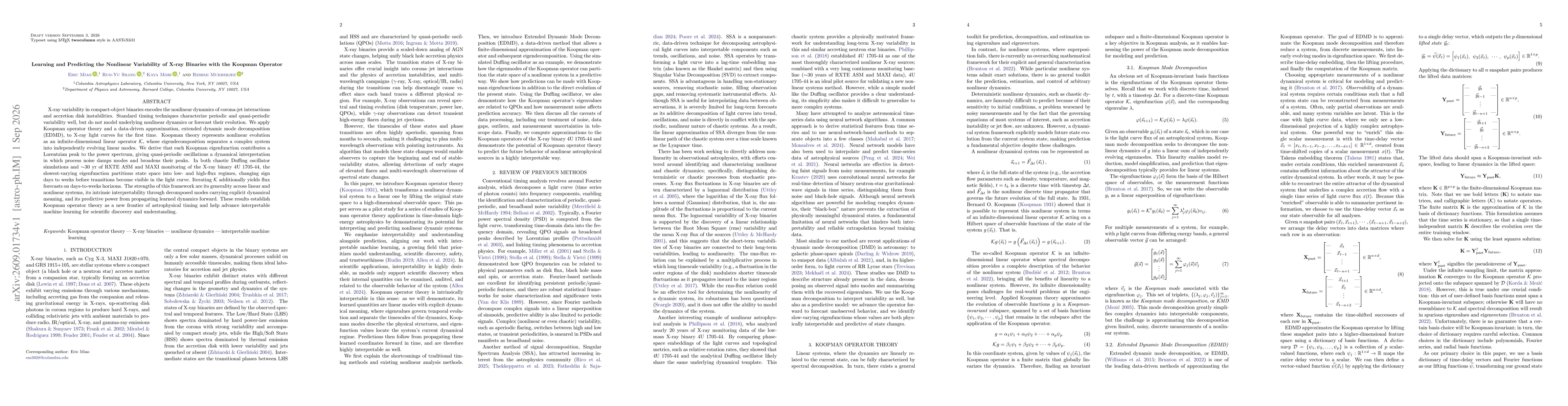 Thumbnail for Learning and Predicting the Nonlinear Variability of X-ray Binaries with the Koopman Operator