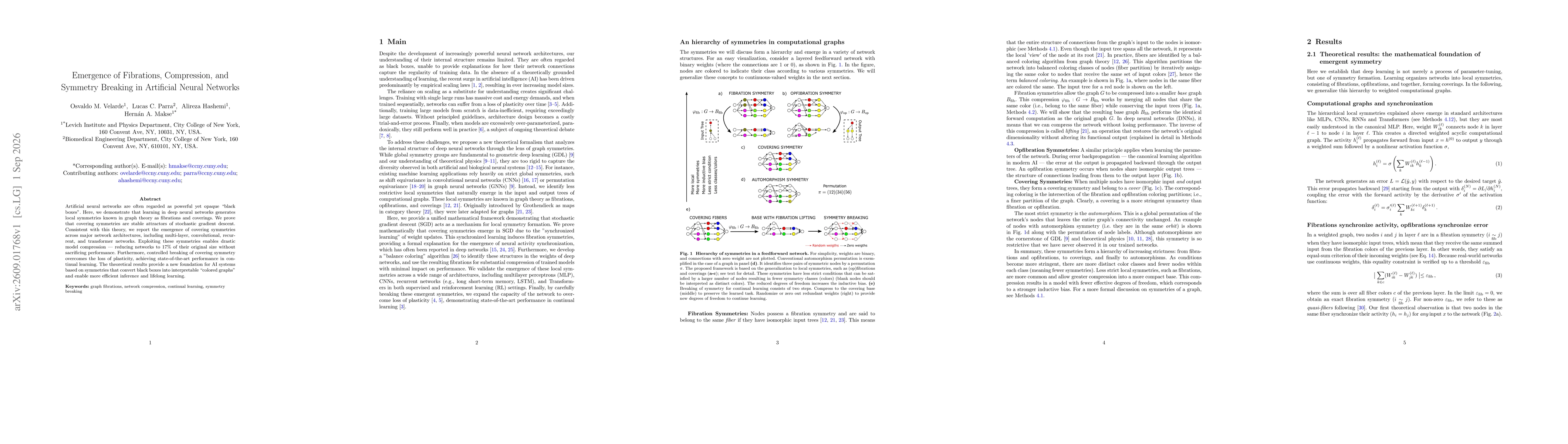 Thumbnail for Emergence of Fibrations, Compression, and Symmetry Breaking in Artificial Neural Networks