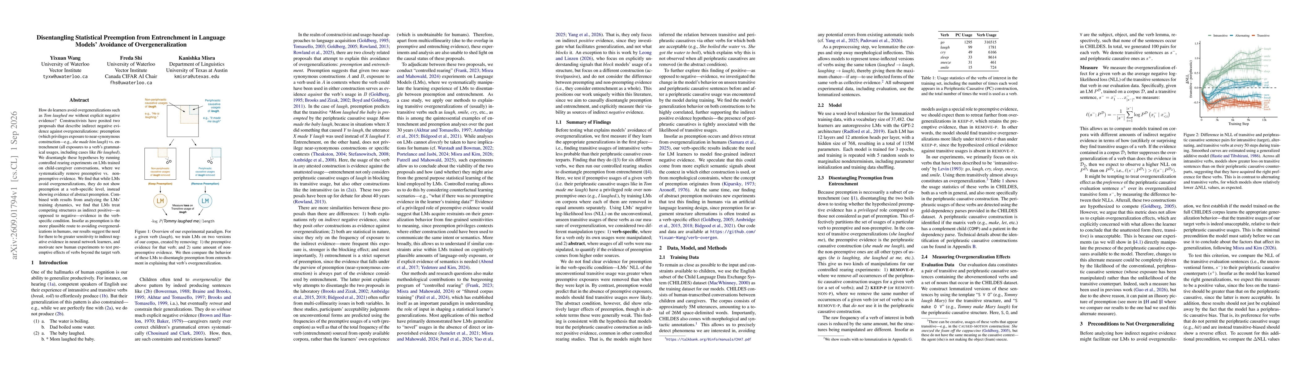 Thumbnail for Disentangling Statistical Preemption from Entrenchment in Language Models' Avoidance of Overgeneralization