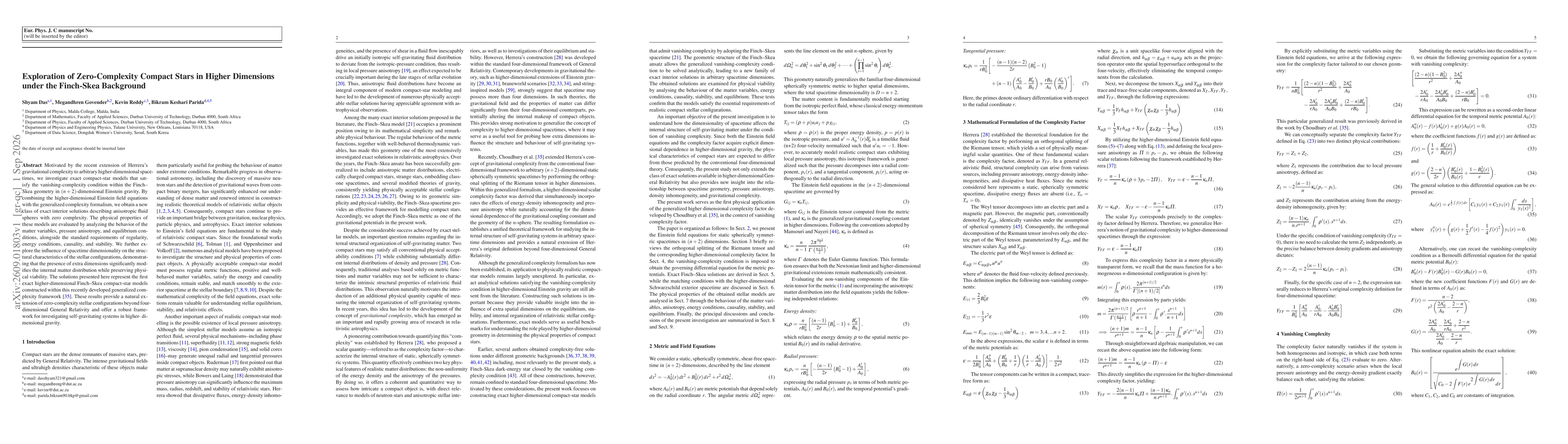 Thumbnail for Exploration of Zero-Complexity Compact Stars in Higher Dimensions under the Finch-Skea Background