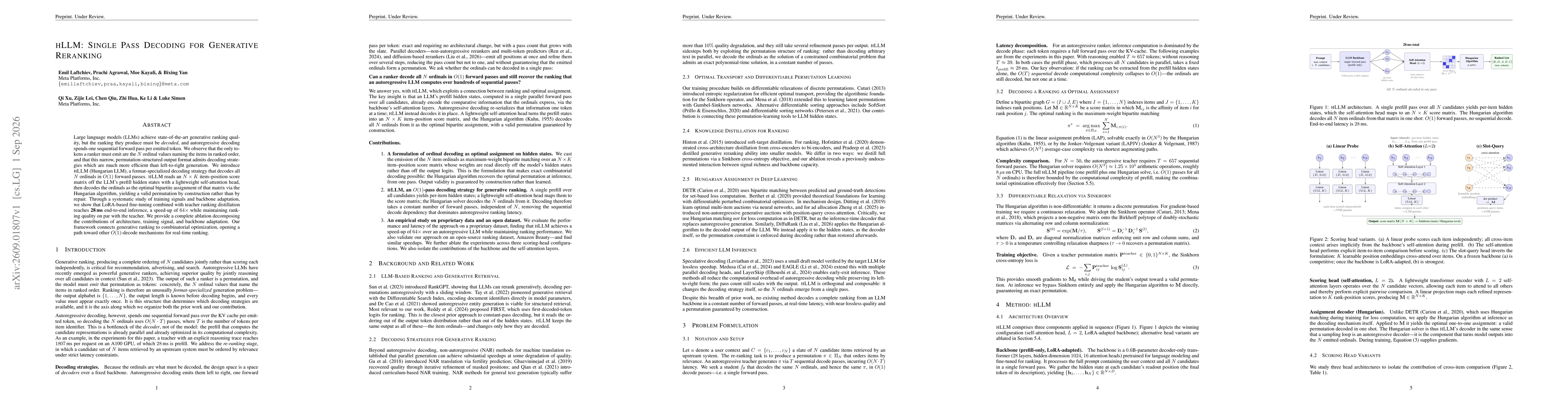 Thumbnail for hLLM: Single Pass Decoding for Generative Reranking