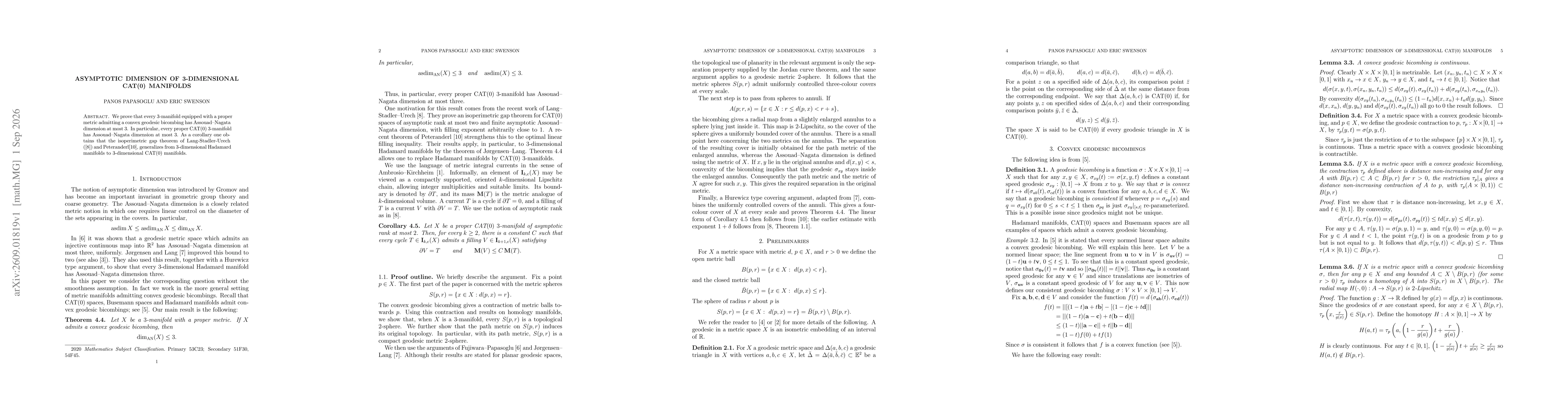 Thumbnail for Asymptotic dimension of 3-dimensional CAT(0) manifolds