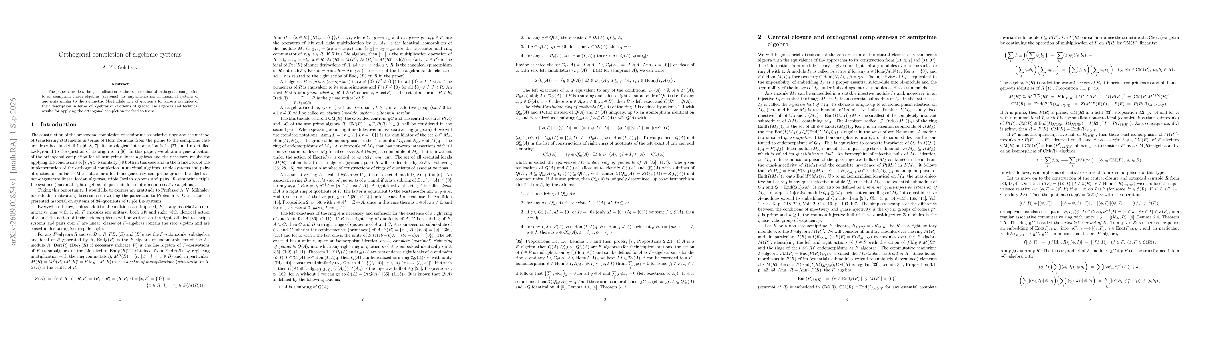 Thumbnail for Orthogonal completion of algebraic systems