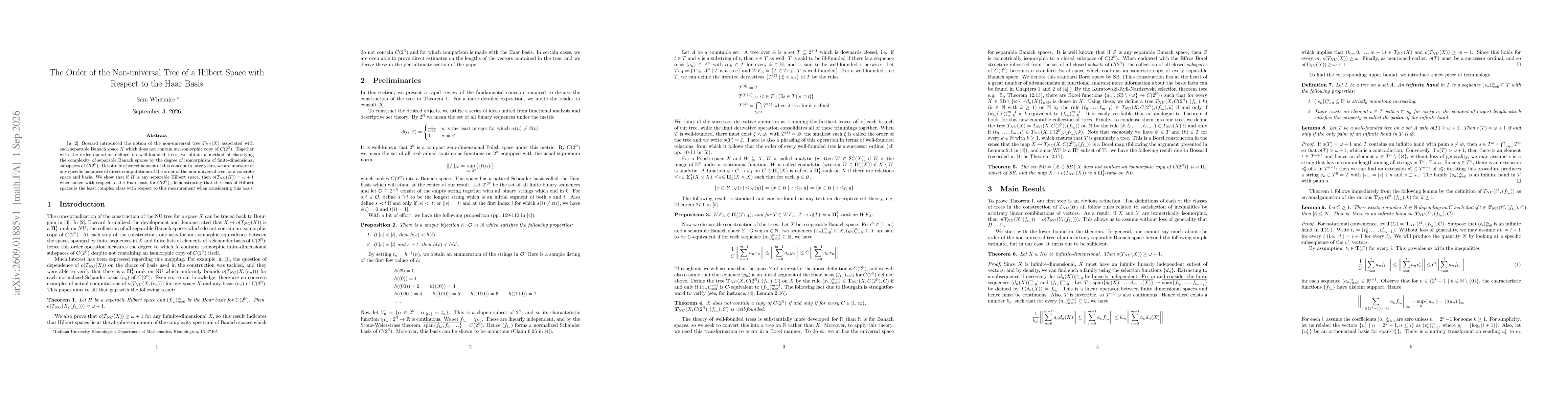 Thumbnail for The Order of the Non-universal Tree of a Hilbert Space with Respect to the Haar Basis