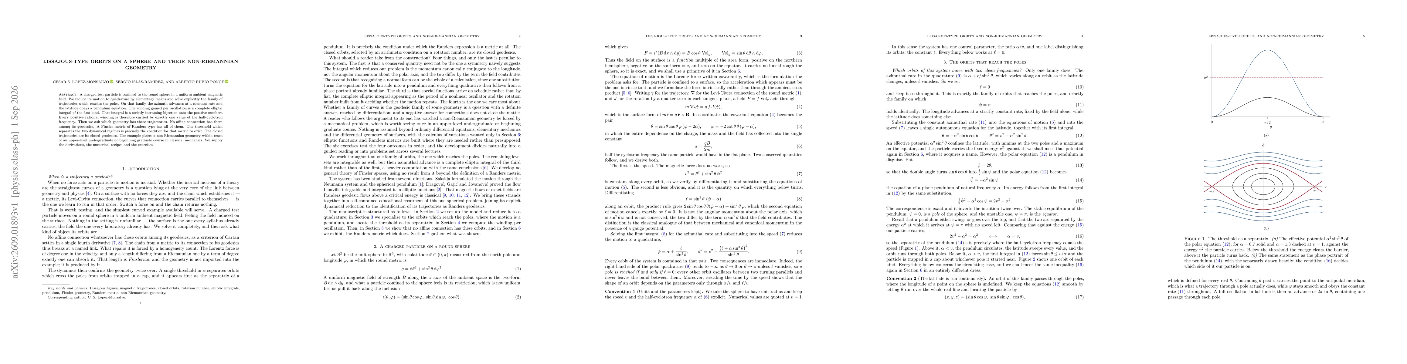 Thumbnail for Lissajous-type orbits on a sphere and their non-Riemannian geometry