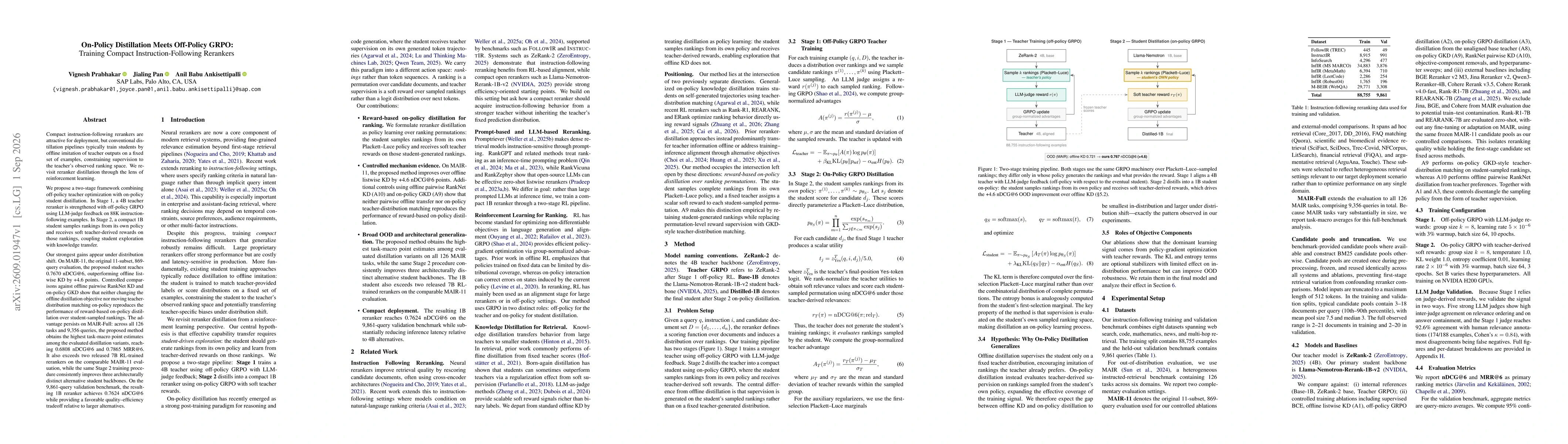 Thumbnail for On-Policy Distillation Meets Off-Policy GRPO: Training Compact Instruction-Following Rerankers