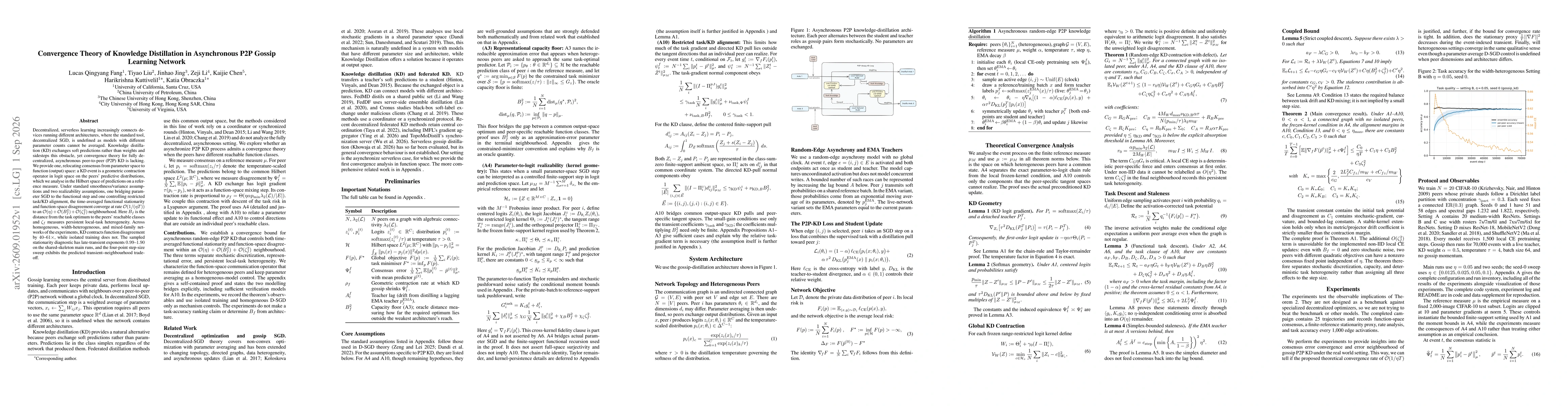 Thumbnail for Convergence Theory of Knowledge Distillation in Asynchronous P2P Gossip Learning Network