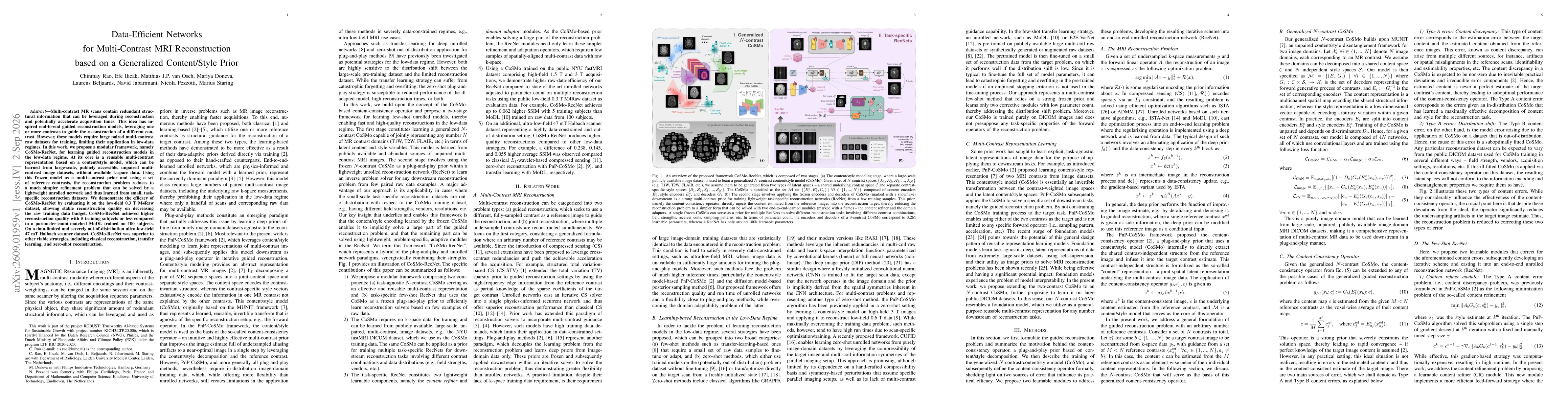 Thumbnail for Data-Efficient Networks for Multi-Contrast MRI Reconstruction based on a Generalized Content/Style Prior