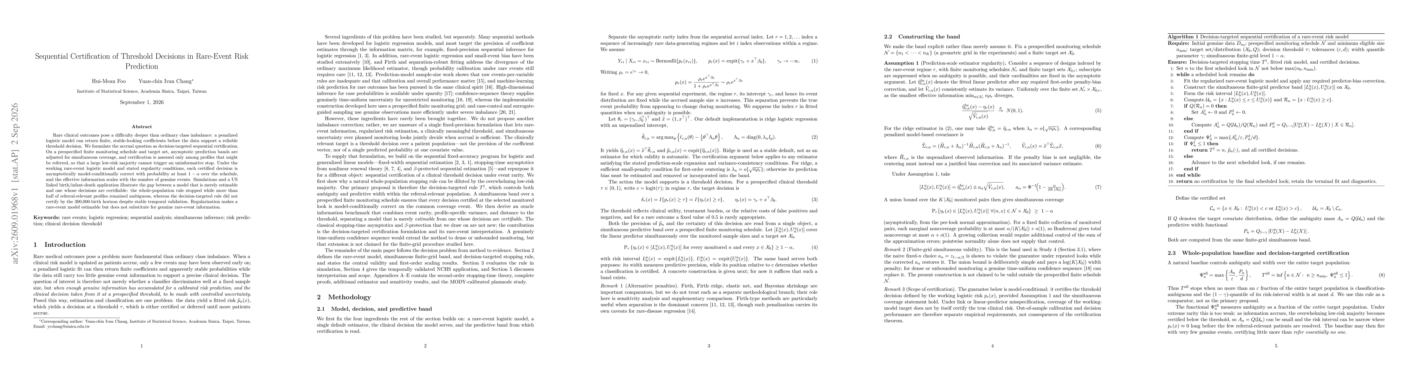 Thumbnail for Sequential Certification of Threshold Decisions in Rare-Event Risk Prediction