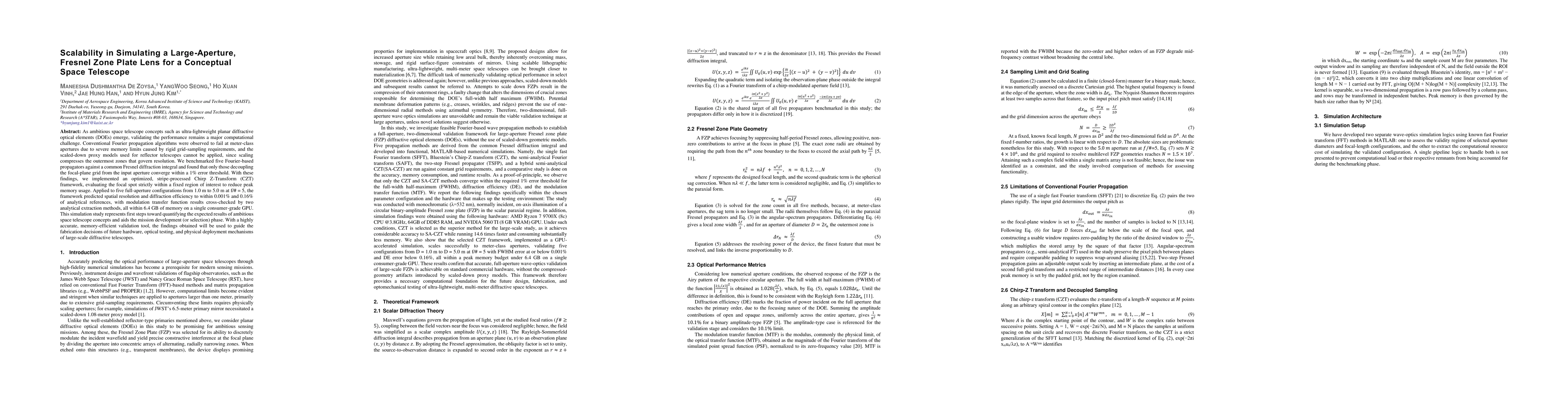 Thumbnail for Scalability in Simulating a Large-Aperture, Fresnel Zone Plate Lens for a Conceptual Space Telescope
