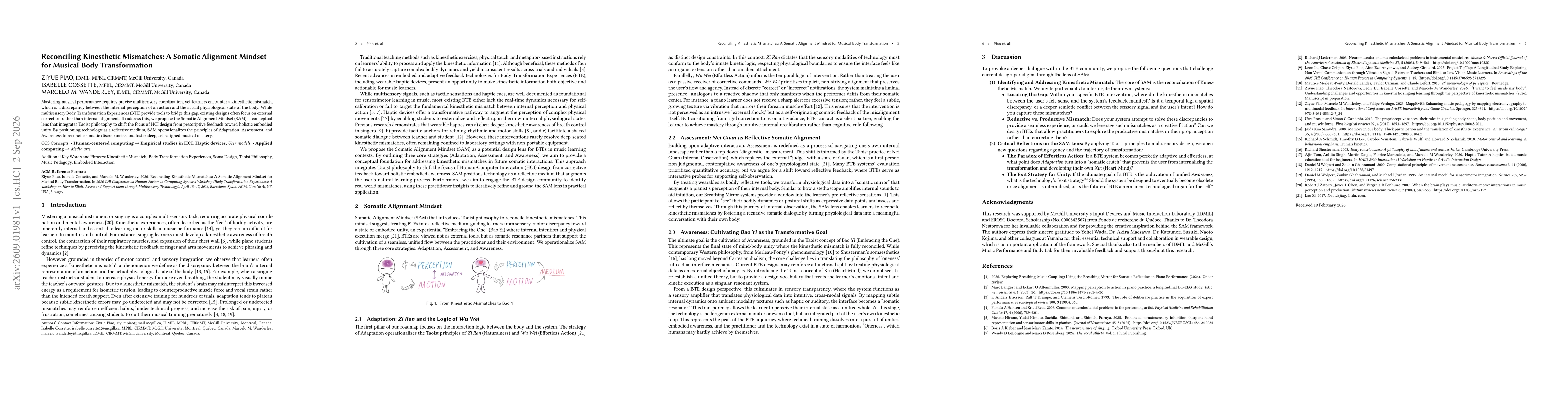 Thumbnail for Reconciling Kinesthetic Mismatches: A Somatic Alignment Mindset for Musical Body Transformation