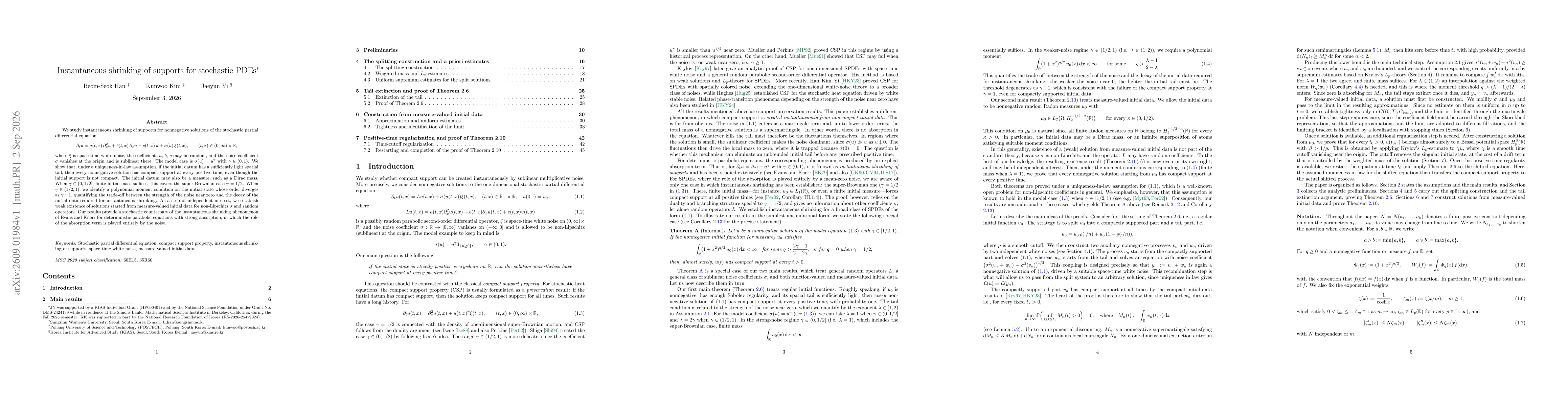 Thumbnail for Instantaneous shrinking of supports for stochastic PDEs