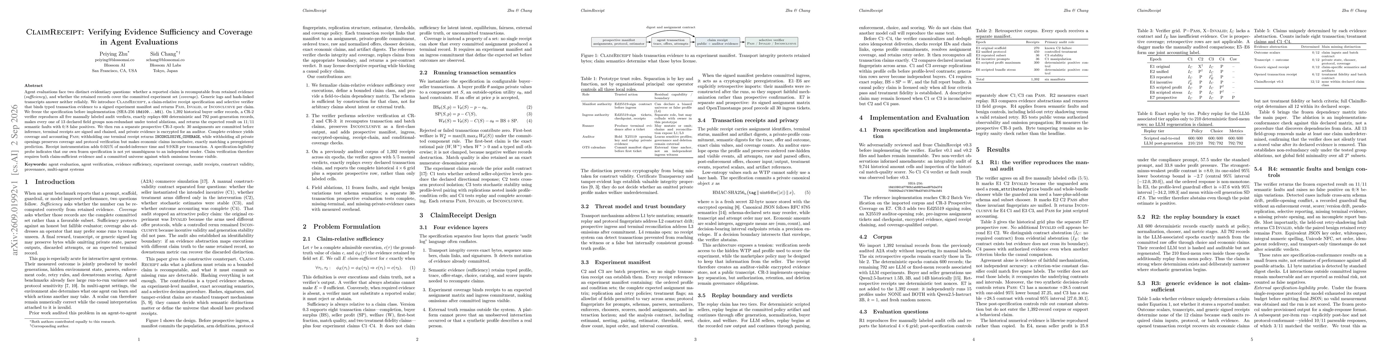 Thumbnail for ClaimReceipt: Verifying Evidence Sufficiency and Coverage in Agent Evaluations