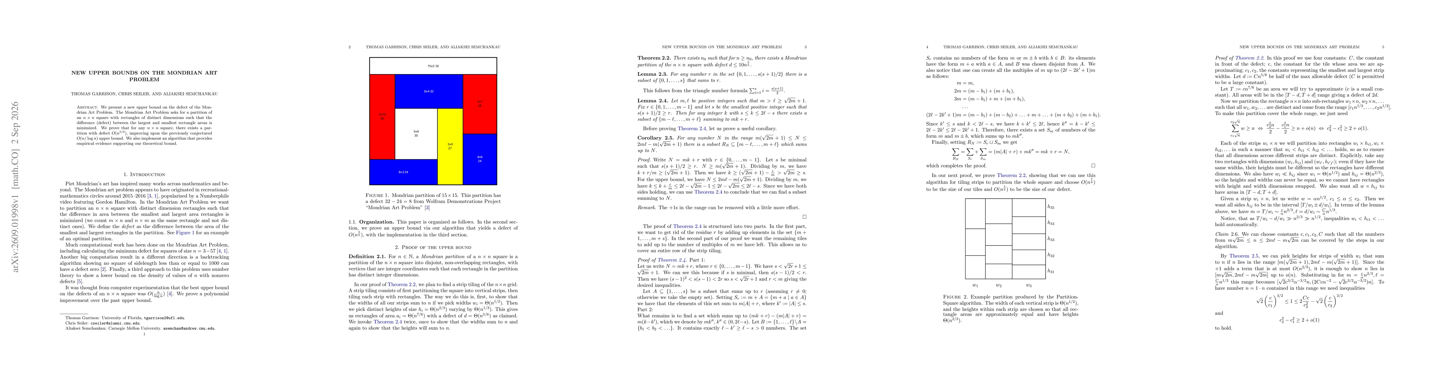 Thumbnail for New Upper bounds on the Mondrian Art Problem