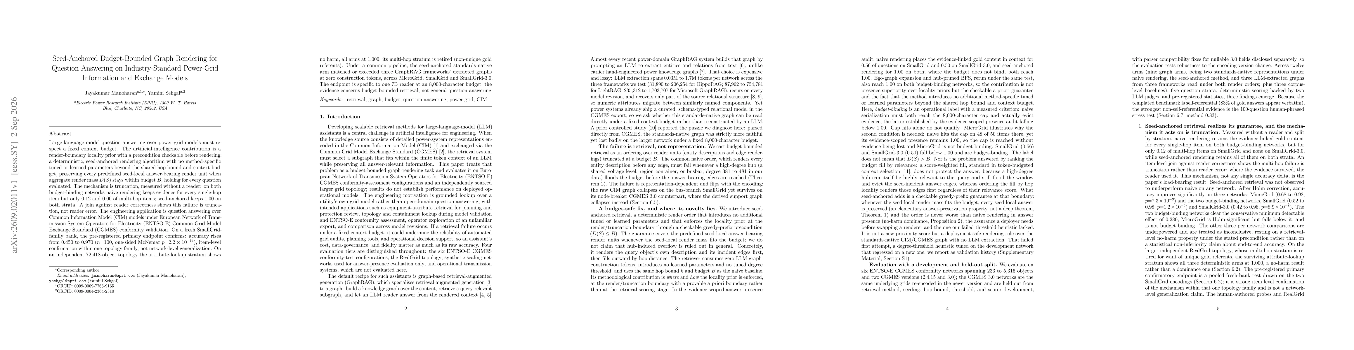 Thumbnail for Seed-Anchored Budget-Bounded Graph Rendering for Question Answering on Industry-Standard Power-Grid Information and Exchange Models