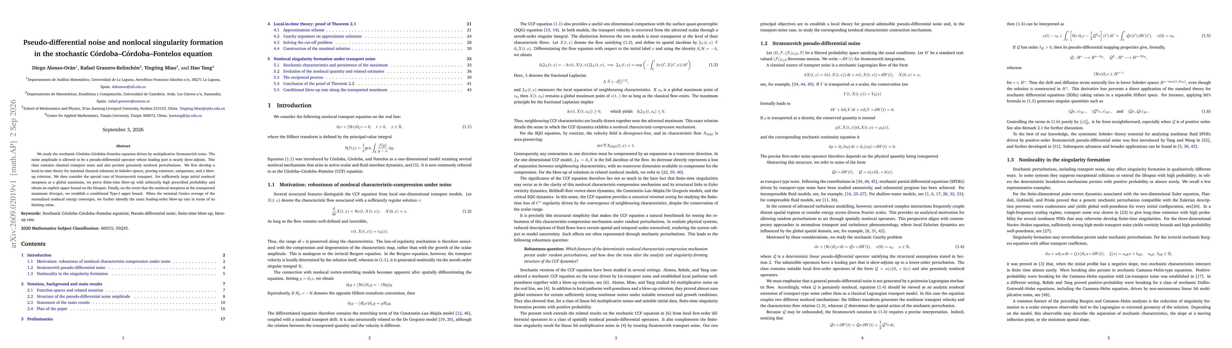 Thumbnail for Pseudo-differential noise and nonlocal singularity formation in the stochastic Córdoba--Córdoba--Fontelos equation