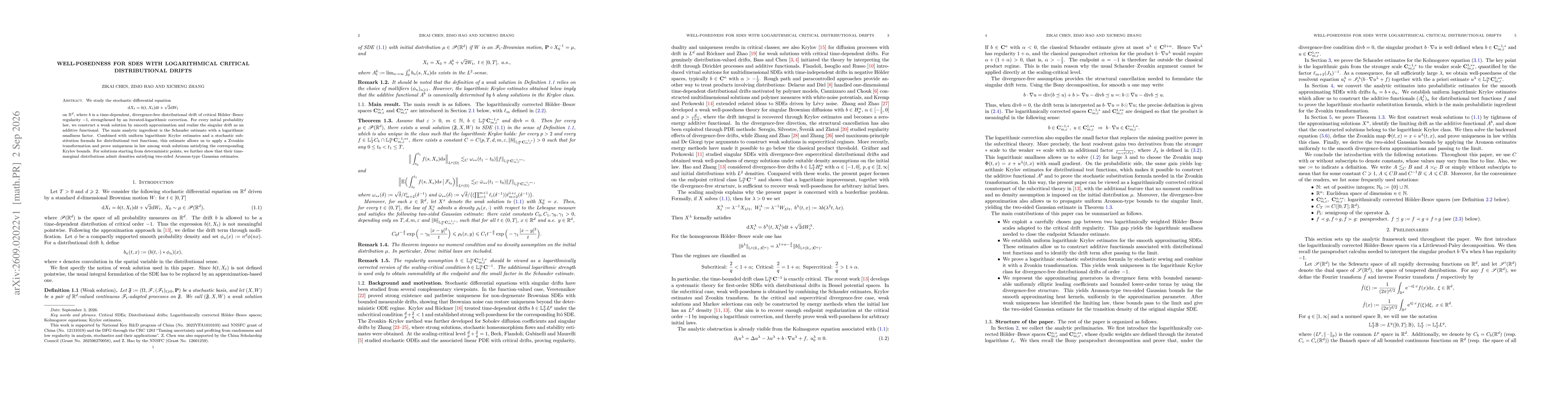 Thumbnail for Well-Posedness for SDEs with Logarithmical Critical Distributional Drifts