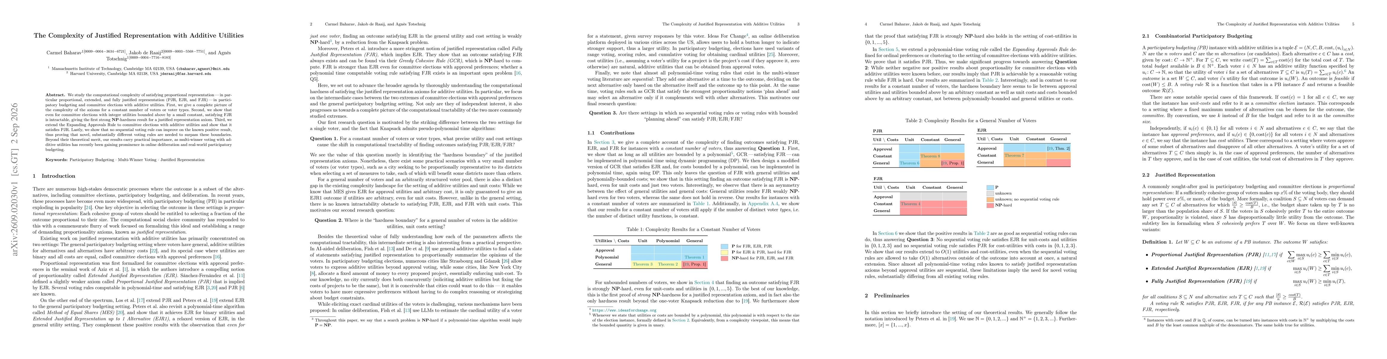 Thumbnail for The Complexity of Justified Representation with Additive Utilities