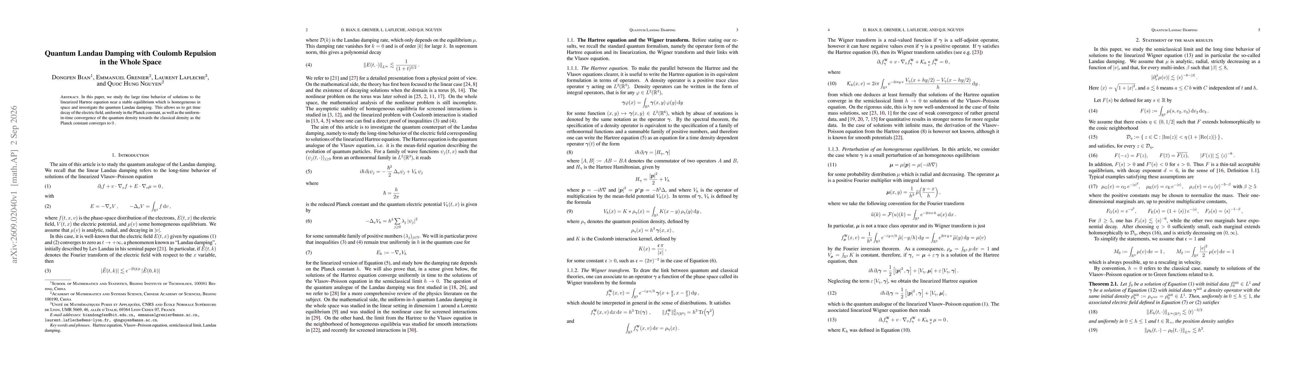 Thumbnail for Quantum Landau Damping with Coulomb Repulsion in the Whole Space
